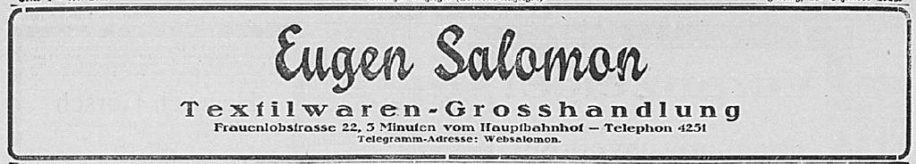 Anzeige der Textilwaren-Großhandlung von Eugen Salomon (Mainzer Anzeiger vom 28.12.1923))